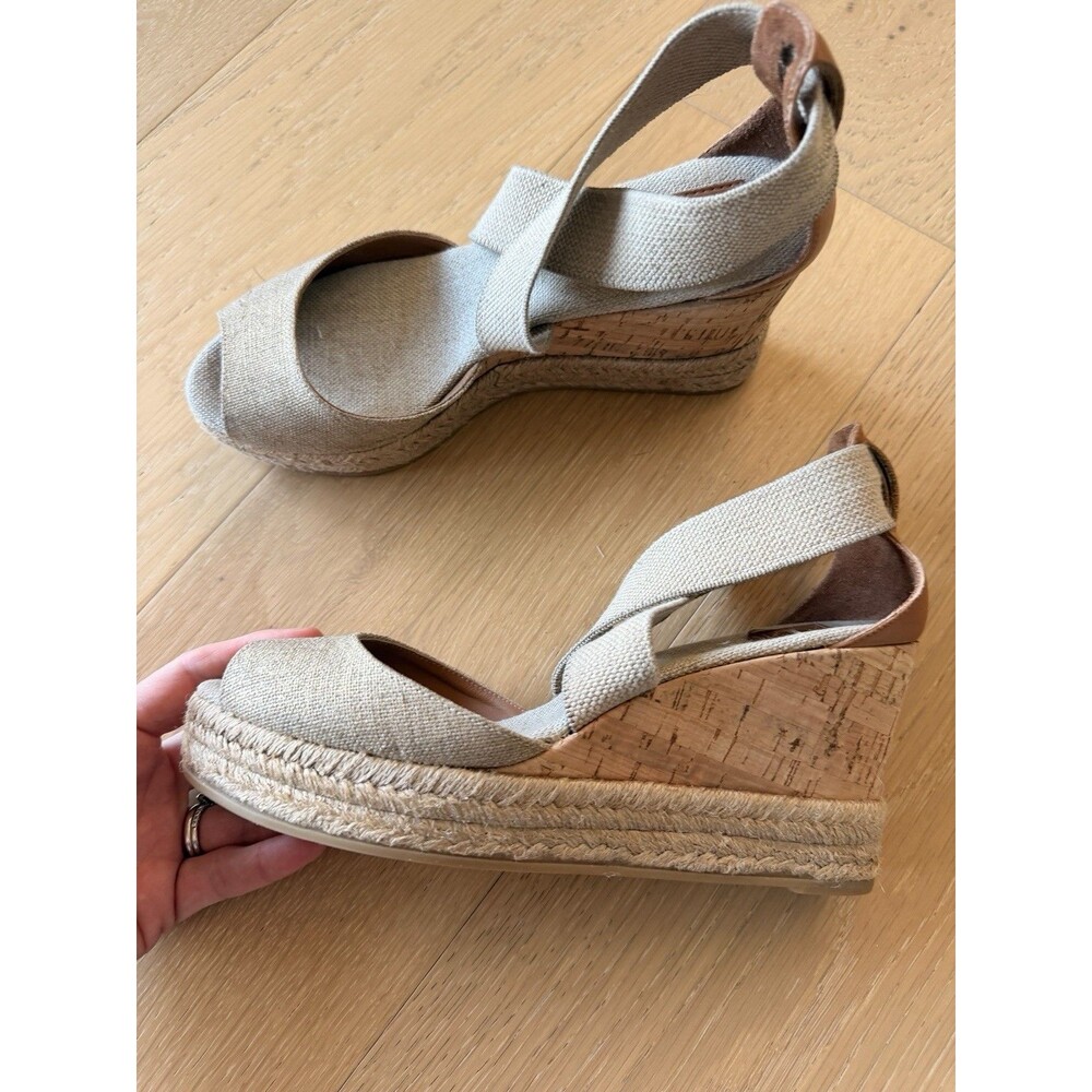 Tory Burch Women's Size 7.5 ‘Natanya’ Linen Blend Cork Espadrille Wedges - Picture 7 of 9